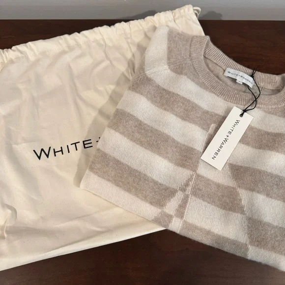 White + Warren Sailboat Stripe Cashmere Crewneck sweater Size small - Picture 7 of 8